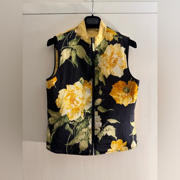 St. John Jackets & Blazers - St. John Black Yellow Sport Floral Double Sided Vest Small